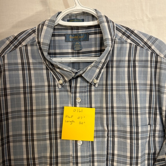 Men's Short Sleeve Blue Plaid Casual Button Down Shirt from NorthCrest Size XL - Picture 5 of 5